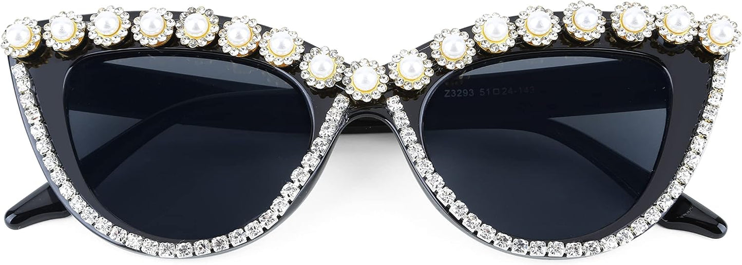 商品图片 34 | B0BZ7YMM4F | FEISEDY Oversized Women Cat Eye Rhinestone Sunglasses Costume Party B2360
