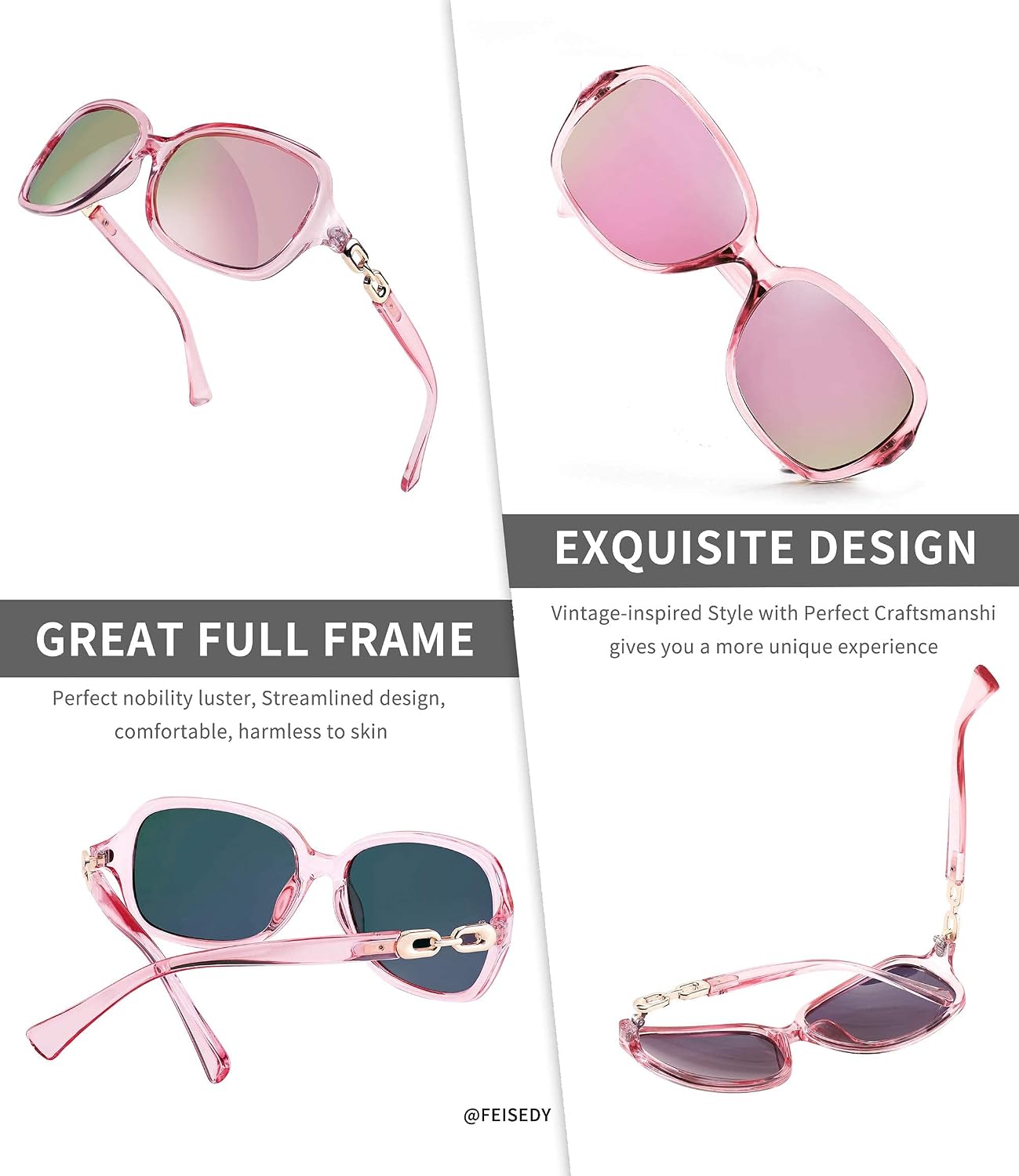 商品图片 5 | B08LPZDDKZ | FEISEDY Womens Polarized Sunglasses Square Wraparound Shades UV400 Mirrored Trendy Sun Glasses for Women B2526
