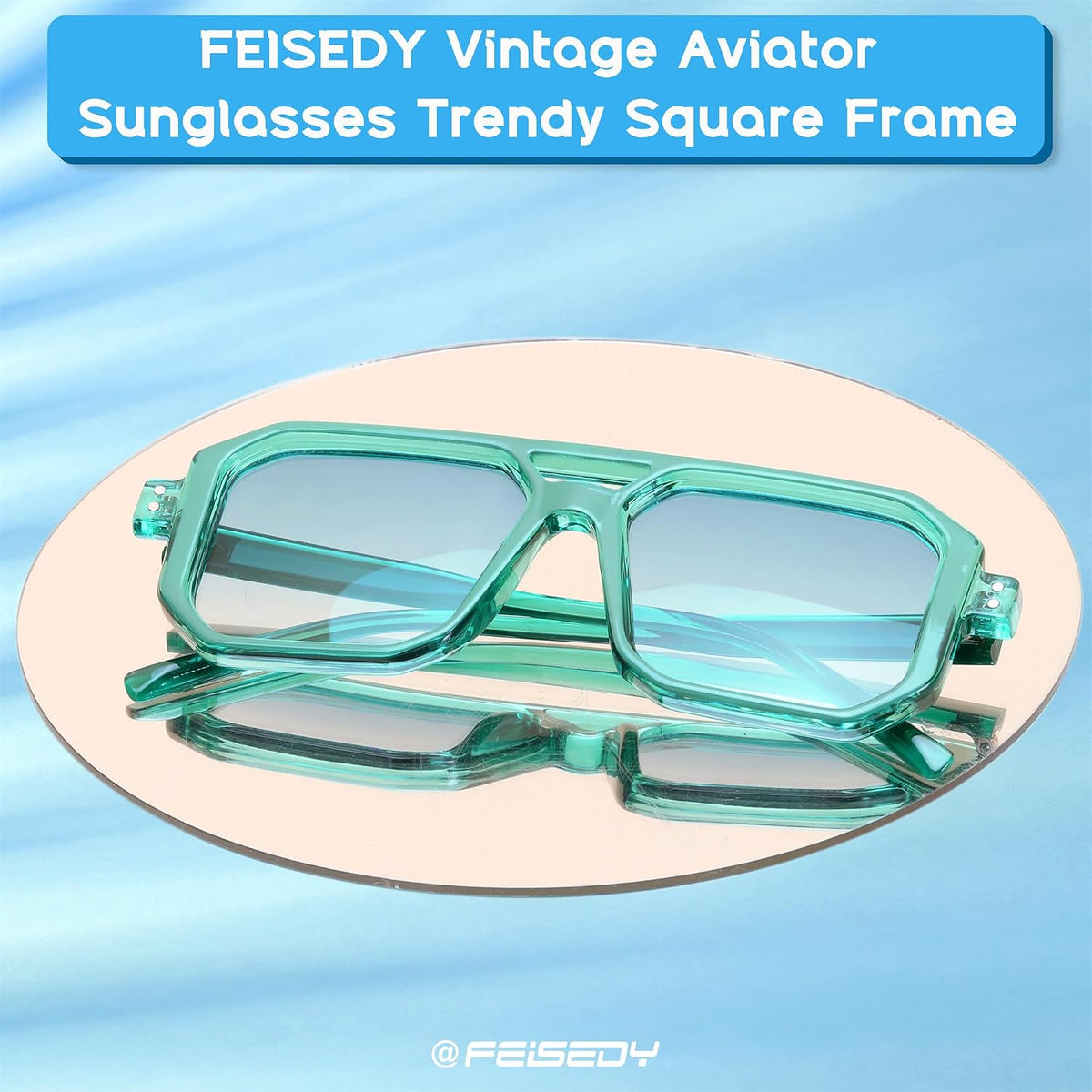 ÉÌƷͼƬ 38 | B0B9BNZRMZ | FEISEDY Retro Aviator Square Sunglasses for Women Men UV400 B2939