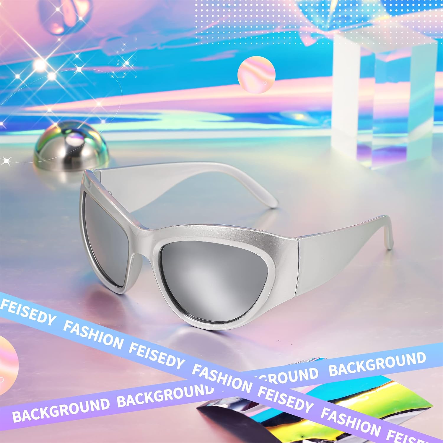 商品图片 16 | B0BQBWYZF6 | FEISEDY Trendy Y2k Sunglasses Women Men Oversized Shield Sunglasses Fashion Wrap Around Futuristic Glasses B2359