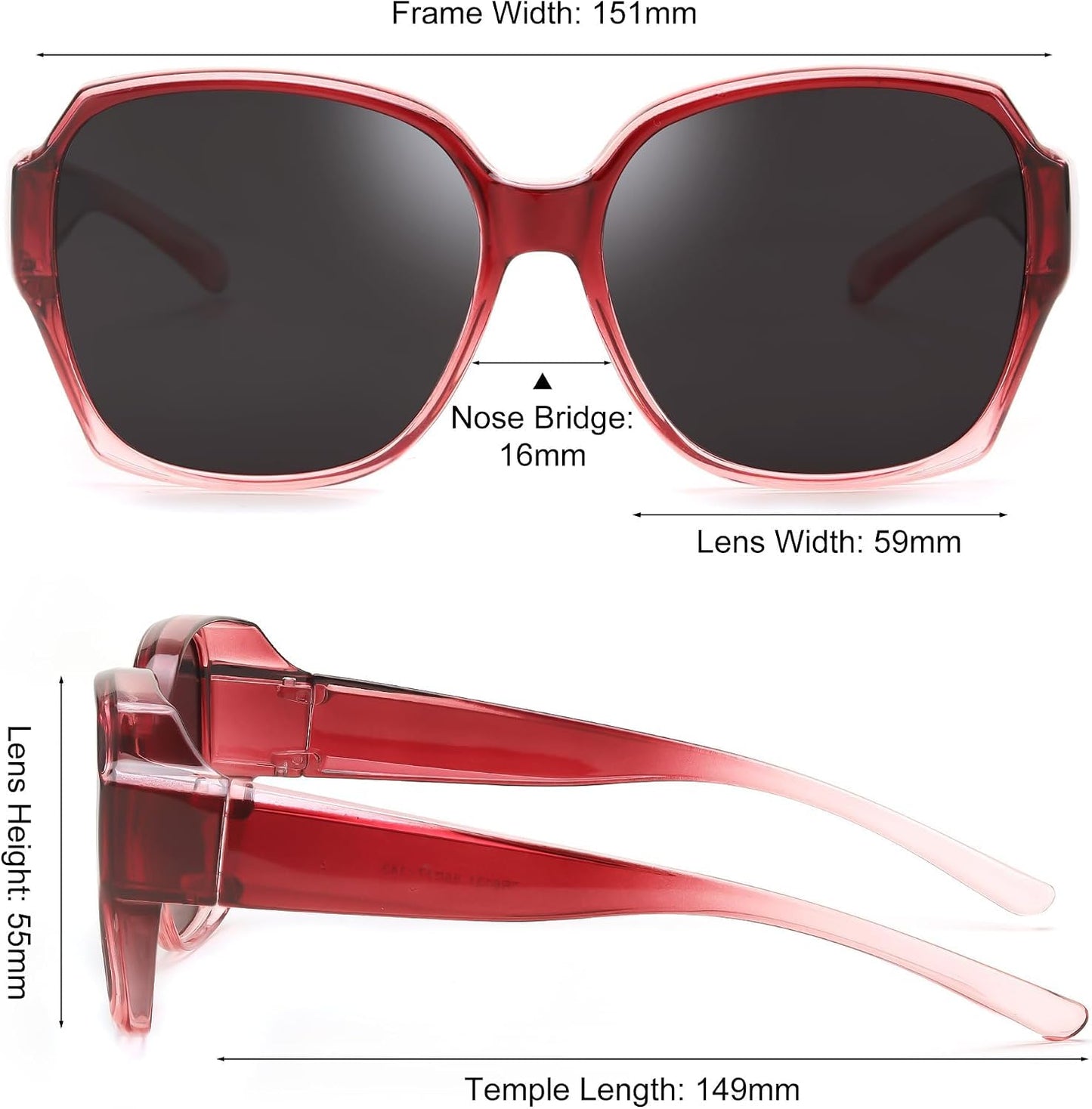 商品图片 13 | B0CPJ88KXS | FEISEDY Fit Over Glasses Sunglasses Polarized for Women Sunglasses Over Prescription Glasses Oversized UV Protection B1114