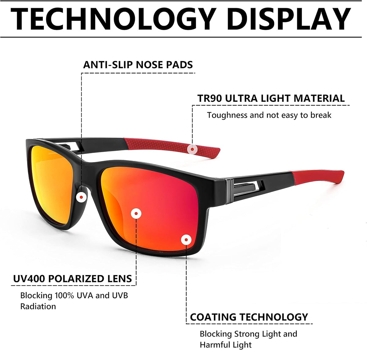 ÉÌƷͼƬ 12 | B0B2RDWVNL | FEISEDY Polarized Sunglasses Men Women Driving Cycling Running Golf Sports Glasses Lightweight TR90 Frame B2915