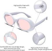 ÉÌƷͼƬ 59 | B074H8KFSZ | FEISEDY Sunglasses White Oval Clout Goggles for Women Men Retro Round Trendy Rimmed Clueless Costume Frame B2253