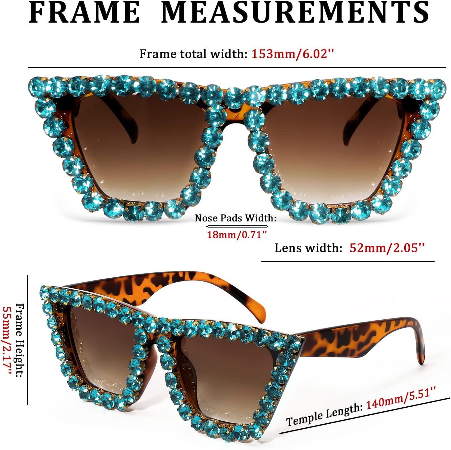 商品图片 44 | B09V7X56D4 | FEISEDY Women Crystal Square Cat Eye Sunglasses Sparkling Trendy Retro Cateye Sunglasses B2898