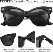 ÉÌƷͼƬ 4 | B0CJNSZC8B | FEISEDY Trendy Polarized Sunglasses, Retro Cateye Frame for Women, UV400 Protection Shades B0009