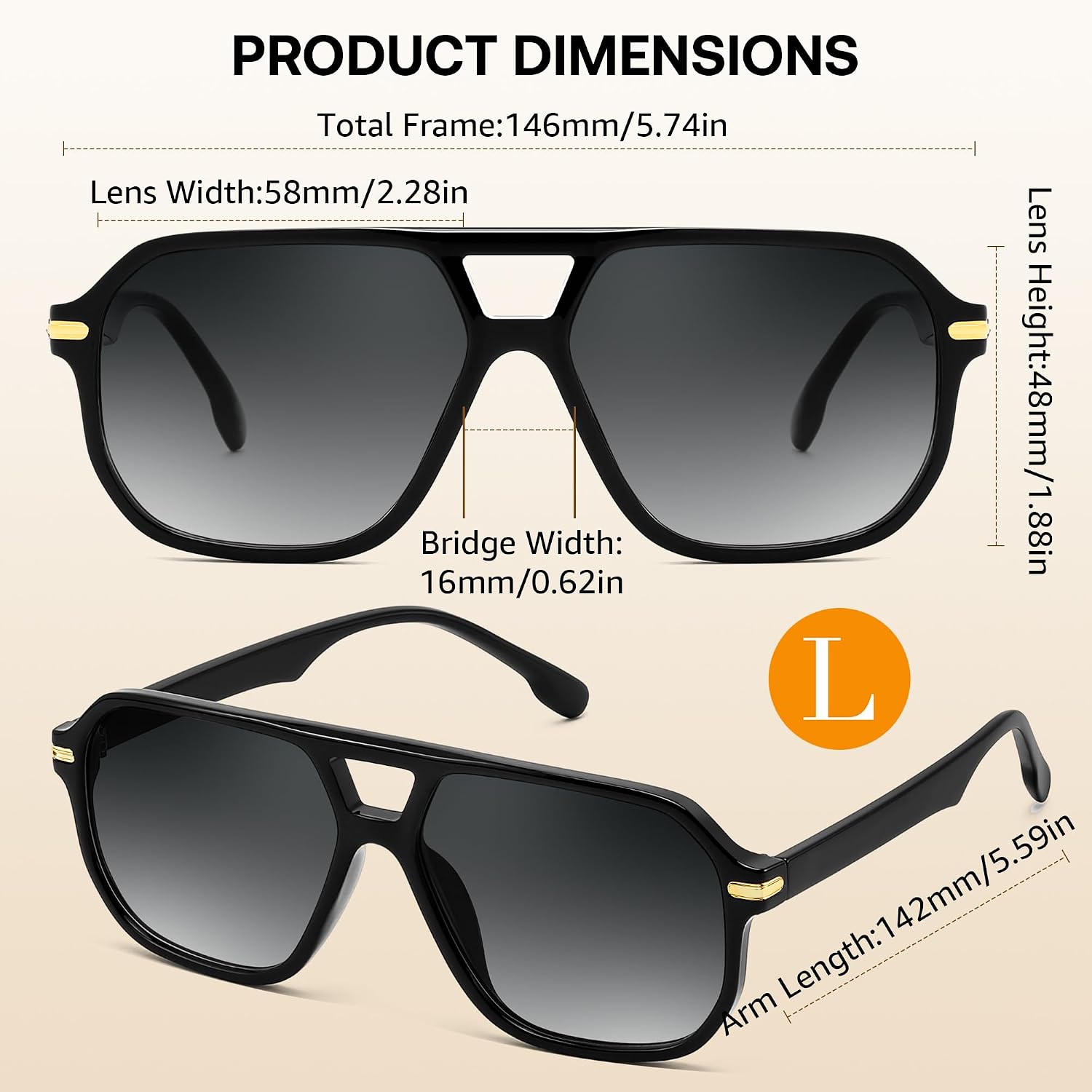 商品图片 24 | B0GTPJLQQN | FEISEDY Women Men Aviator Sunglasses UV400 Protection, Retro Trendy Square Frame for Driving Fishing Outdoor Daily B0425