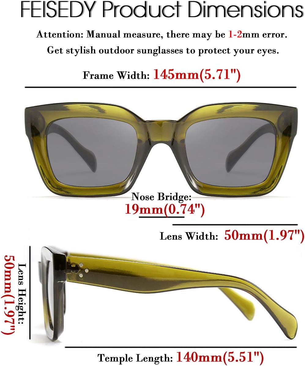 ÉÌƷͼƬ 61 | B07MNGNLNT | FEISEDY Classic Women Sunglasses Fashion Thick Square Sun Glasses B2471