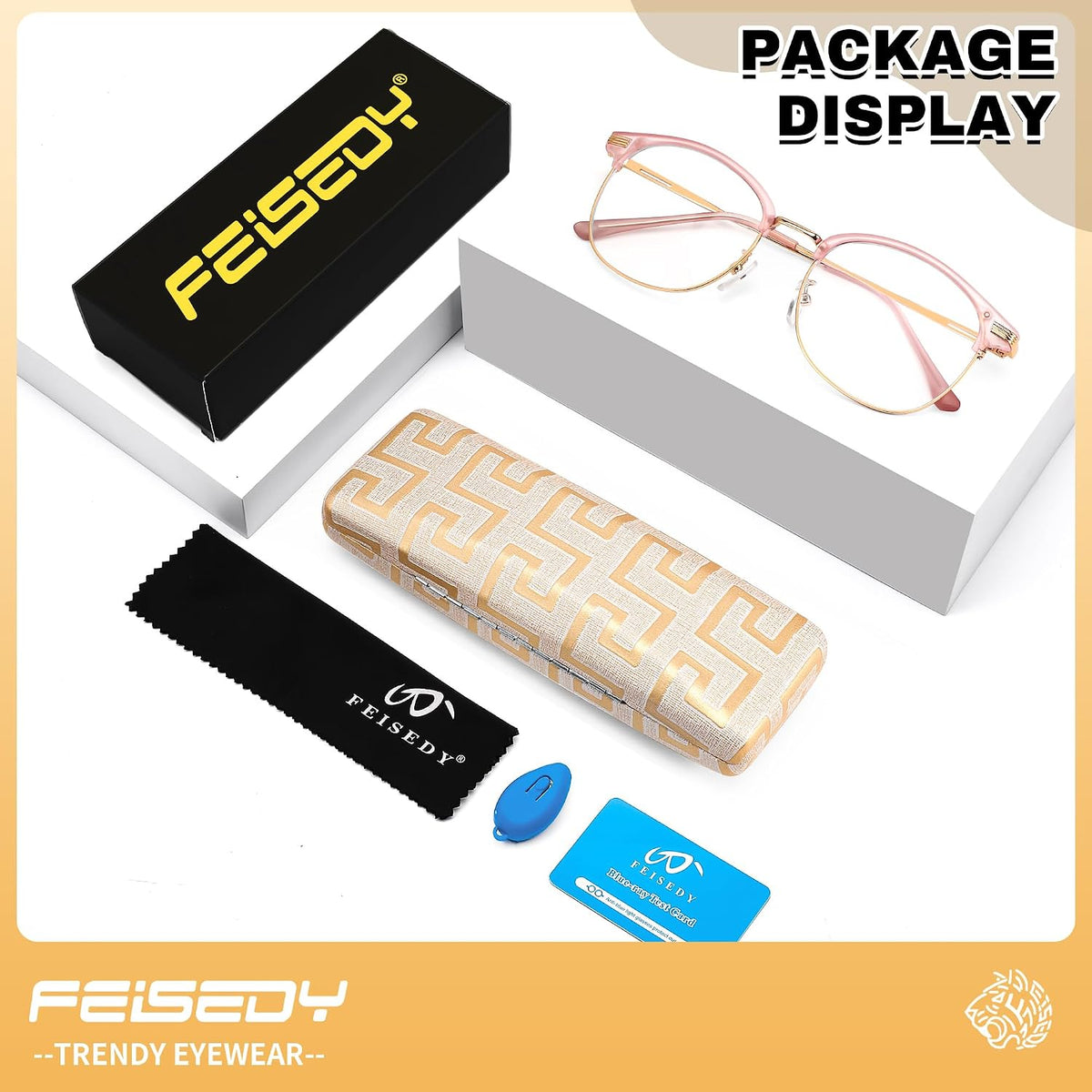 ÉÌƷͼƬ 14 | B0FKT9PDRD | FEISEDY Retro Semi Rimless Blue Light Glasses for Women Men B0438