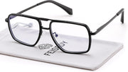 Black / 53 Millimeters | B0HJH8MNRC | FEISEDY Metal Blue Light Aviator Glasses for Women Men B0491