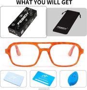 ÉÌƷͼƬ 20 | B0C65DXFMC | FEISEDY Retro Square Blue Light Blocking Reading Glasses for Women Men 70s Flat Aviator Glasses Anti-Fatigue Reader B2993