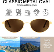 ÉÌƷͼƬ 38 | B0GVDQNHD2 | FEISEDY Oval Metal Sunglasses for Women and Men, Classic UV400 Protection Shades Retro Trendy Driving Fishing Eyewear B0430