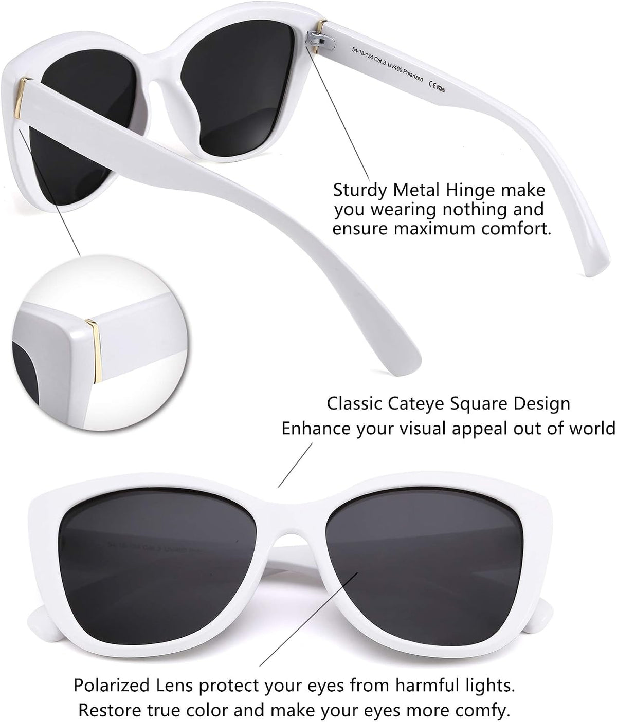 ÉÌƷͼƬ 26 | B07M9V125F | FEISEDY Polarized Vintage Sunglasses American Womens Square Jackie O Cat Eye Sunglasses B2451