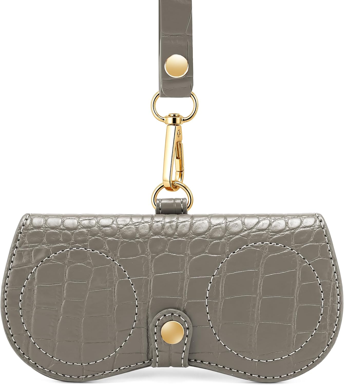 商品图片 29 | B0H4QTYMQP | FEISEDY Soft Crocodile Textured Leather Sunglass Bag, Portable Glasses Pouch With Button Clip Wrist Strap B0366