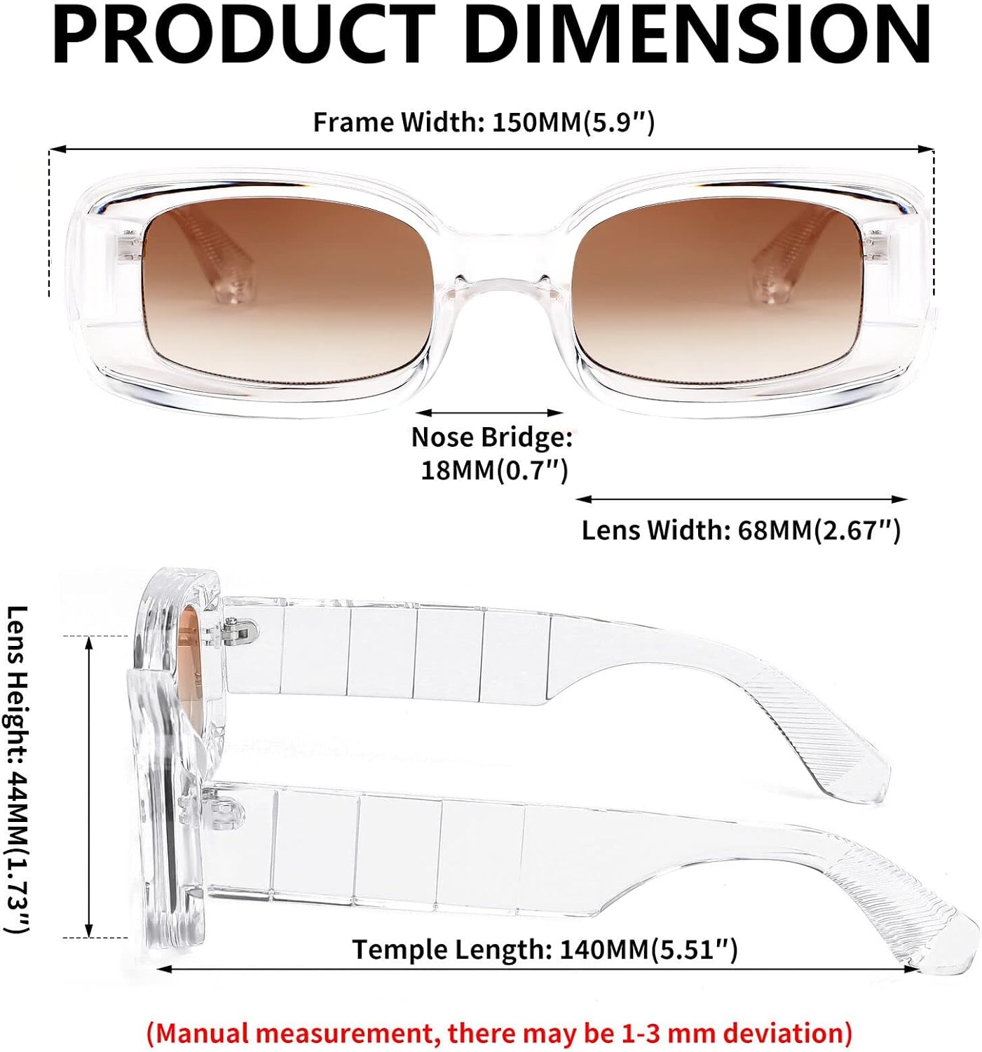 商品图片 10 | B0B12FXZW5 | FEISEDY Rectangle Sunglasses for Women Men Retro Y2k 90s Thick Frame Chunky Square Sunglasses UV400 Protection B2307