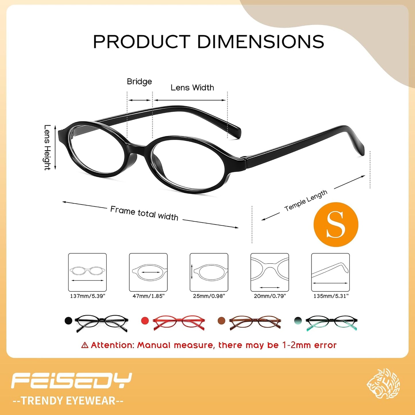 商品图片 32 | B0DKNKBFBX | FEISEDY Y2K Retro Oval Nerd Blue Light Glasses for Women B0258