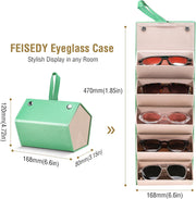 ÉÌƷͼƬ 39 | B0CSFHKMSS | FEISEDY Sunglasses Organizer 5 Slots Travel Glasses Case,Hanging Eyewear Holder Fashionable PU Leather Eyeglass Case B0087