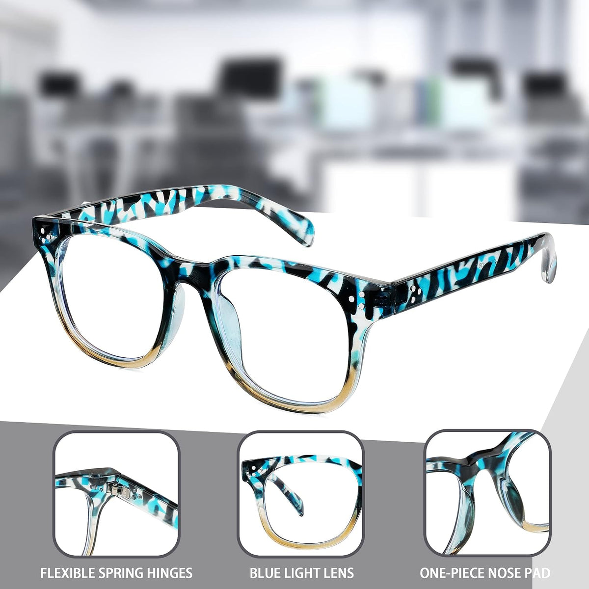 ÉÌƷͼƬ 5 | B0BPXLCQHW | FEISEDY Square Blue Light Blocking Glasses Women Men Computer glasses Fashion Plastic Frame Eyewear B2361