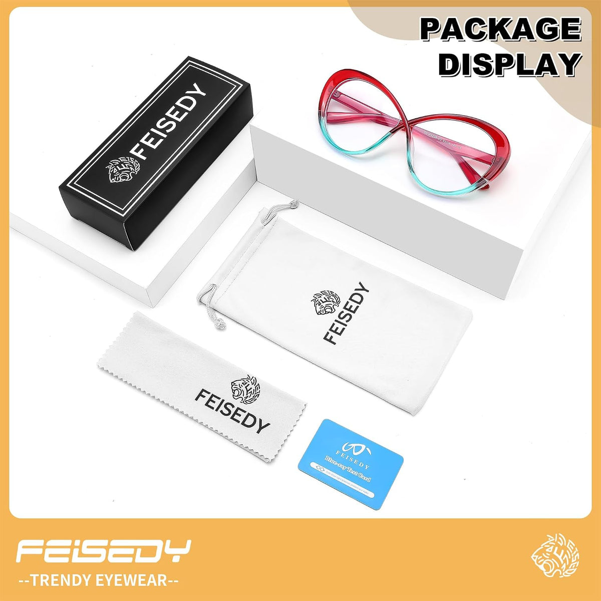 ÉÌƷͼƬ 14 | B0GXZ3356Q | FEISEDY Oversized Cat Eye Blue Light Blocking Glasses for Woman, Retro Cateye Eyeglasses, Stylish Bluelight Glasses B0454