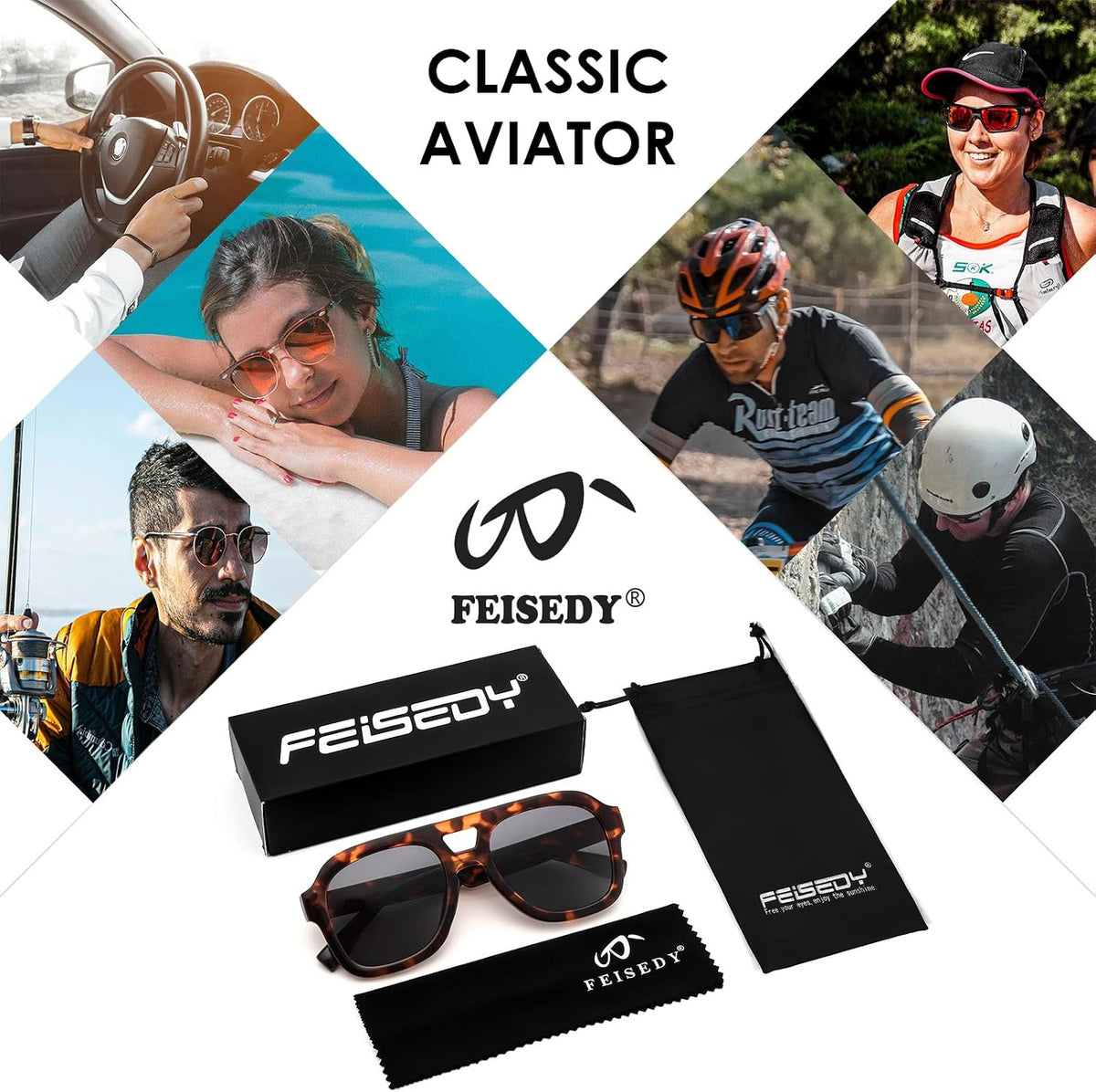 ÉÌƷͼƬ 32 | B09KV1MSHN | FEISEDY Aviator Sunglasses For Women Men Square Chunky Trendy Eyewear B2846