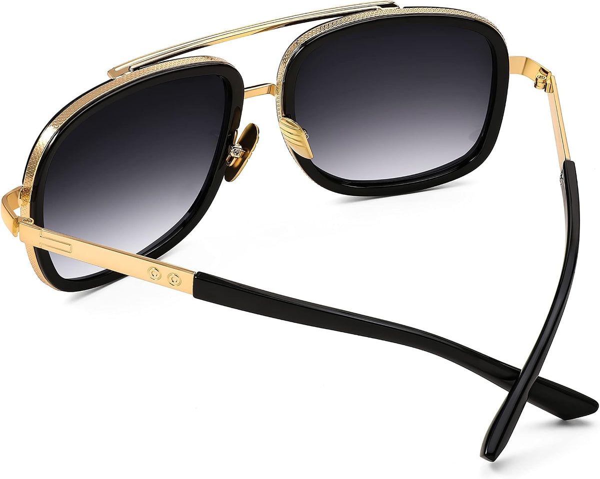 ÉÌƷͼƬ 6 | B0B681YMF5 | FEISEDY Retro Trendy Aviator Sunglasses Women Men Classic Vintage Square Sunglasses 70s Large Metal Shades B2321