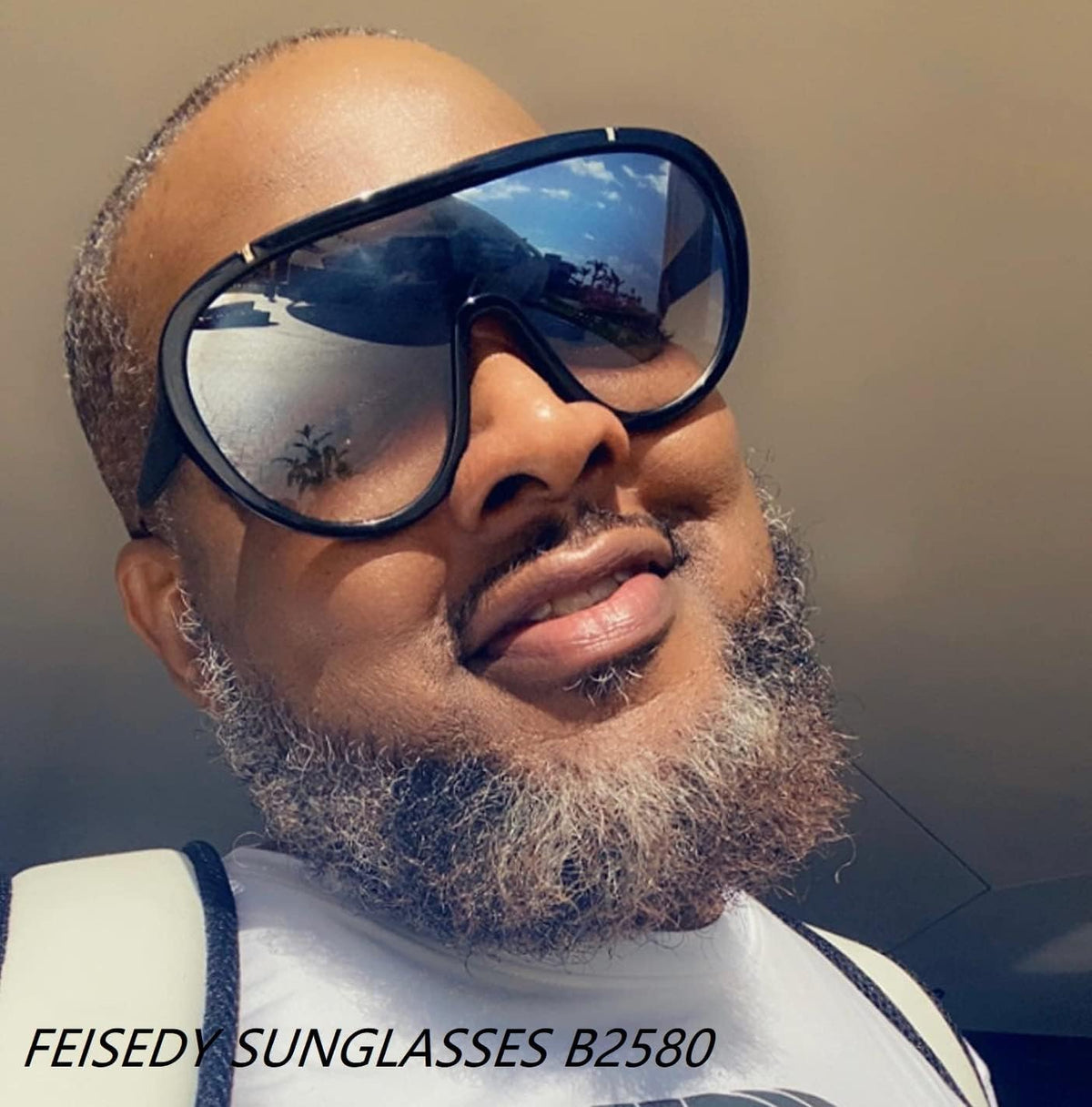 ÉÌƷͼƬ 74 | B085PPHWTZ | FEISEDY Retro Oversized Sunglasses Women Men One Piece Frame B2580