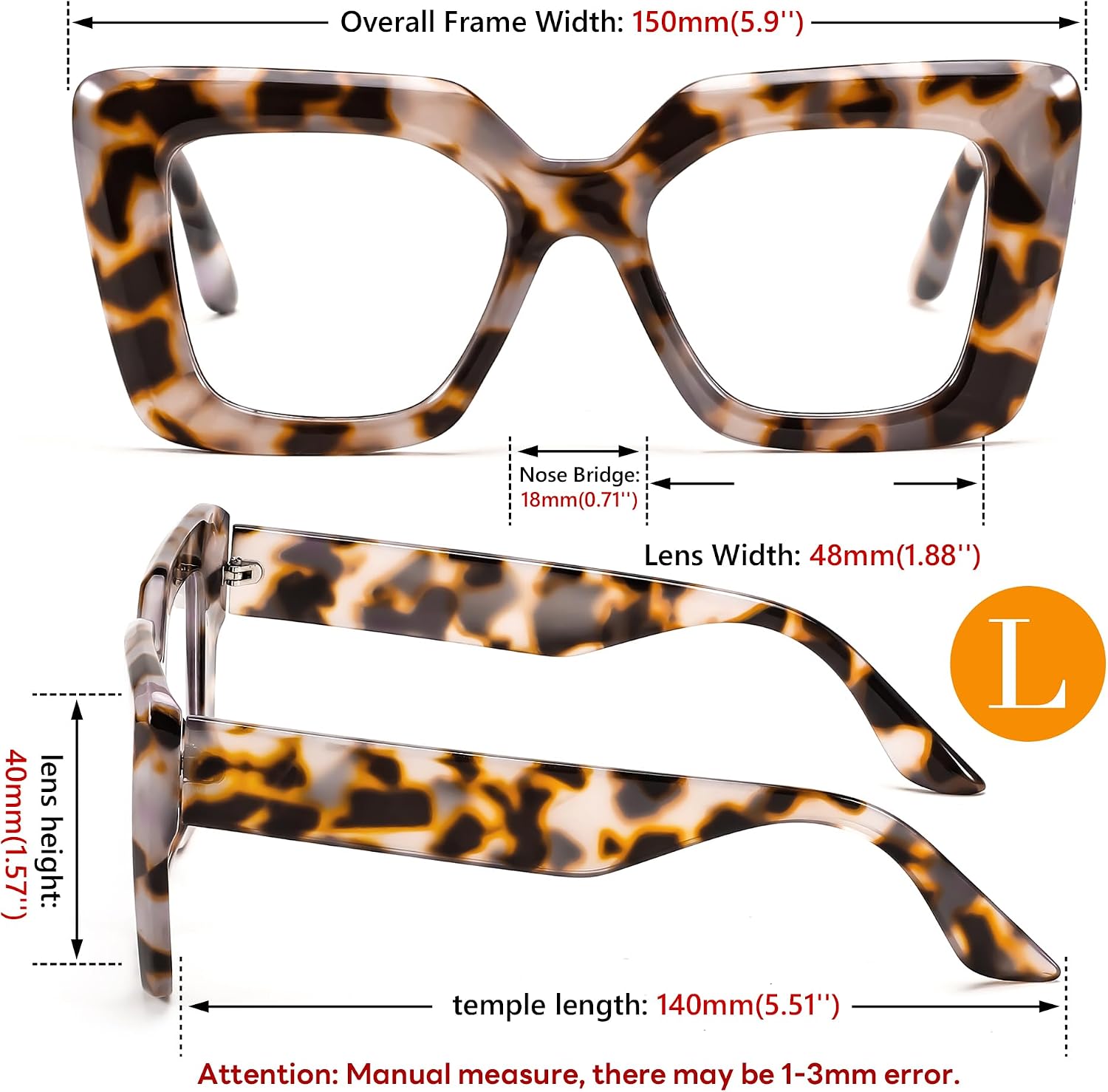 商品图片 7 | B0CSS4158B | FEISEDY Oversized Square Blue Light Blocking Glasses for Women Men Fashion Computer Glasses Reduce Eye Strain B0111