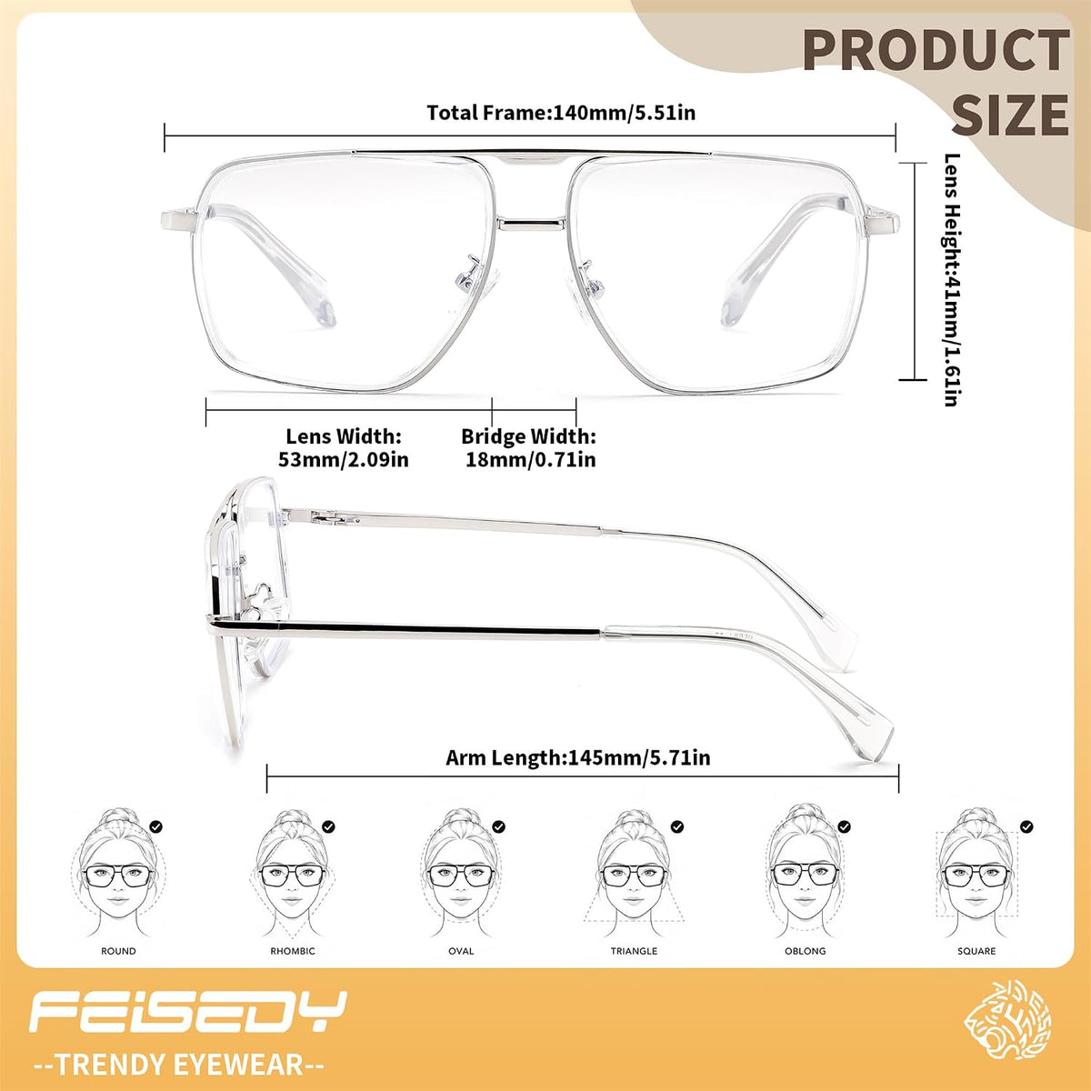 ÉÌƷͼƬ 13 | B0HJH5CP7F | FEISEDY Metal Blue Light Aviator Glasses for Women Men B0491