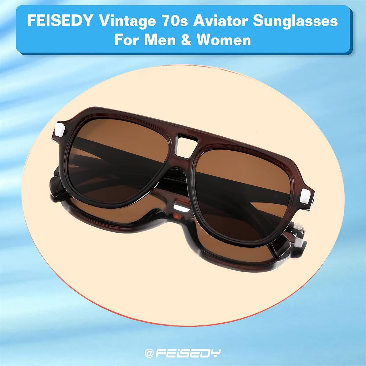 ÉÌƷͼƬ 27 | B0CDGNN3ZN | FEISEDY Vintage 70s Aviator Sunglasses Men Women Classic Retro Trendy Large Frame UV400 Sun Glasses B0030