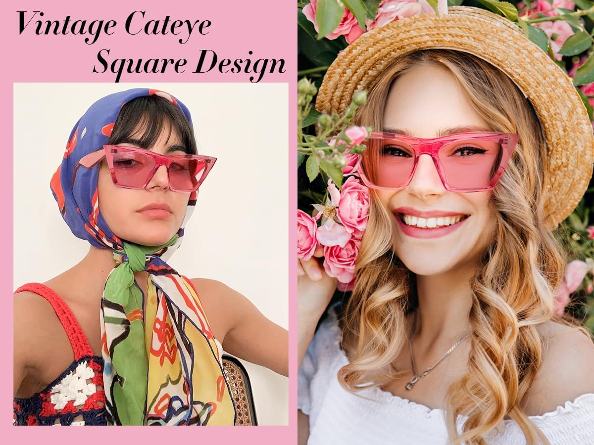 商品图片 121 | B0C5378735 | FEISEDY Vintage Square Cat Eye Sunglasses Women Trendy Cateye Sunglasses B2473