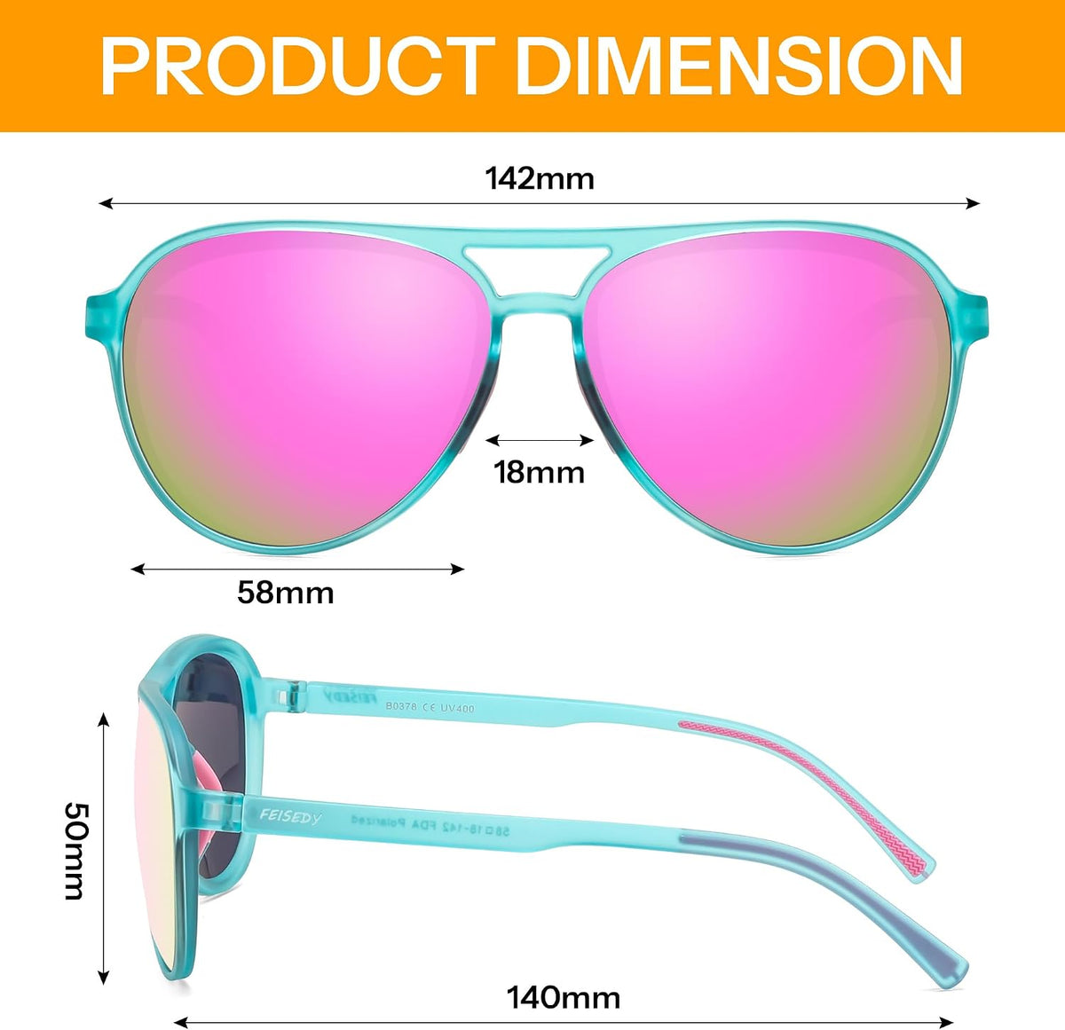 ÉÌƷͼƬ 36 | B0GVSV8P8S | FEISEDY Polarized Aviator Sunglasses for Men Women Trendy Sports TR90 B0378
