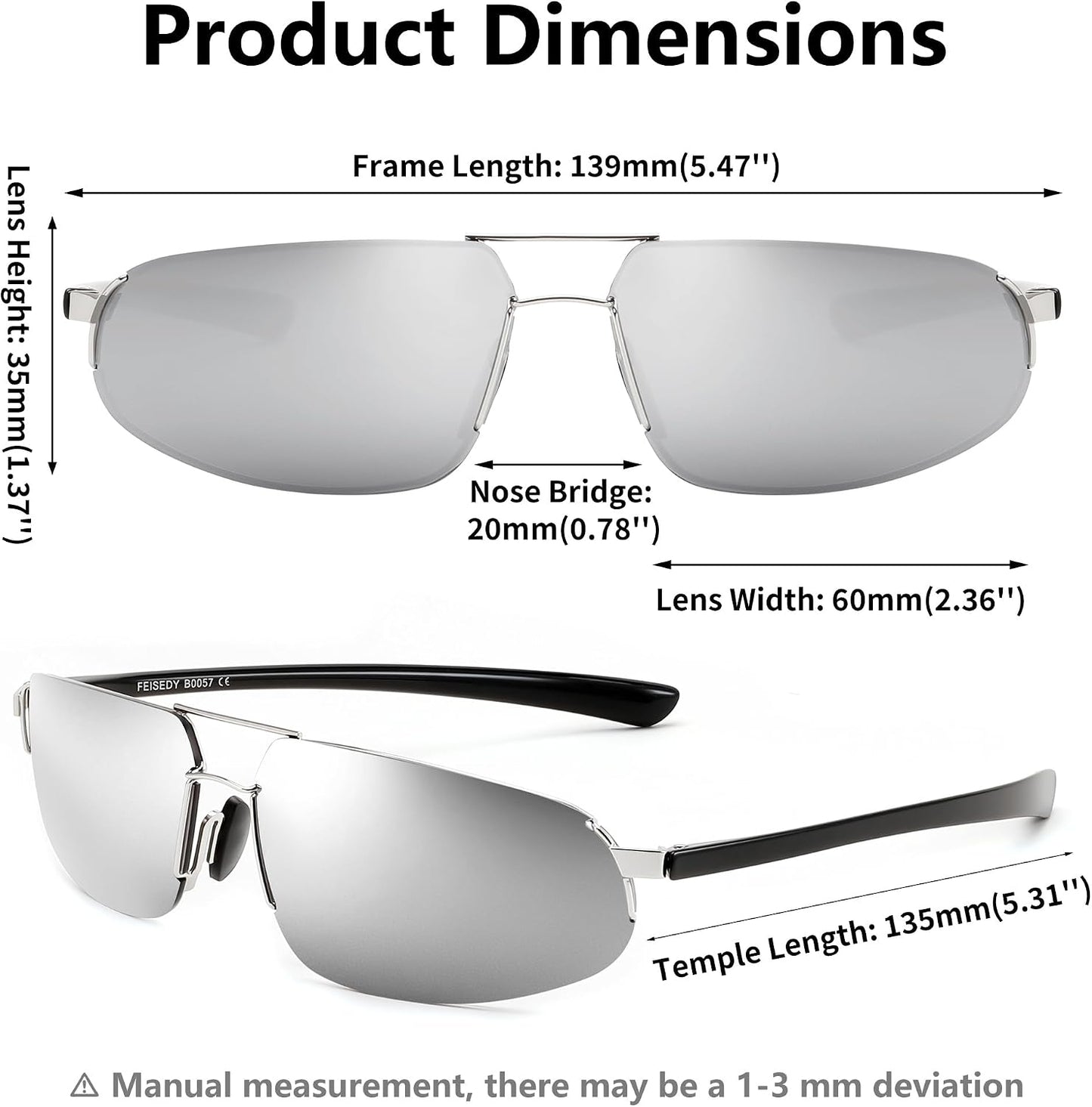 商品图片 13 | B0D22TVRVN | FEISEDY Vintage Sunglasses Men Polarized, Aviator Metal Frame Lightweight, Driving Fishing Running B0057