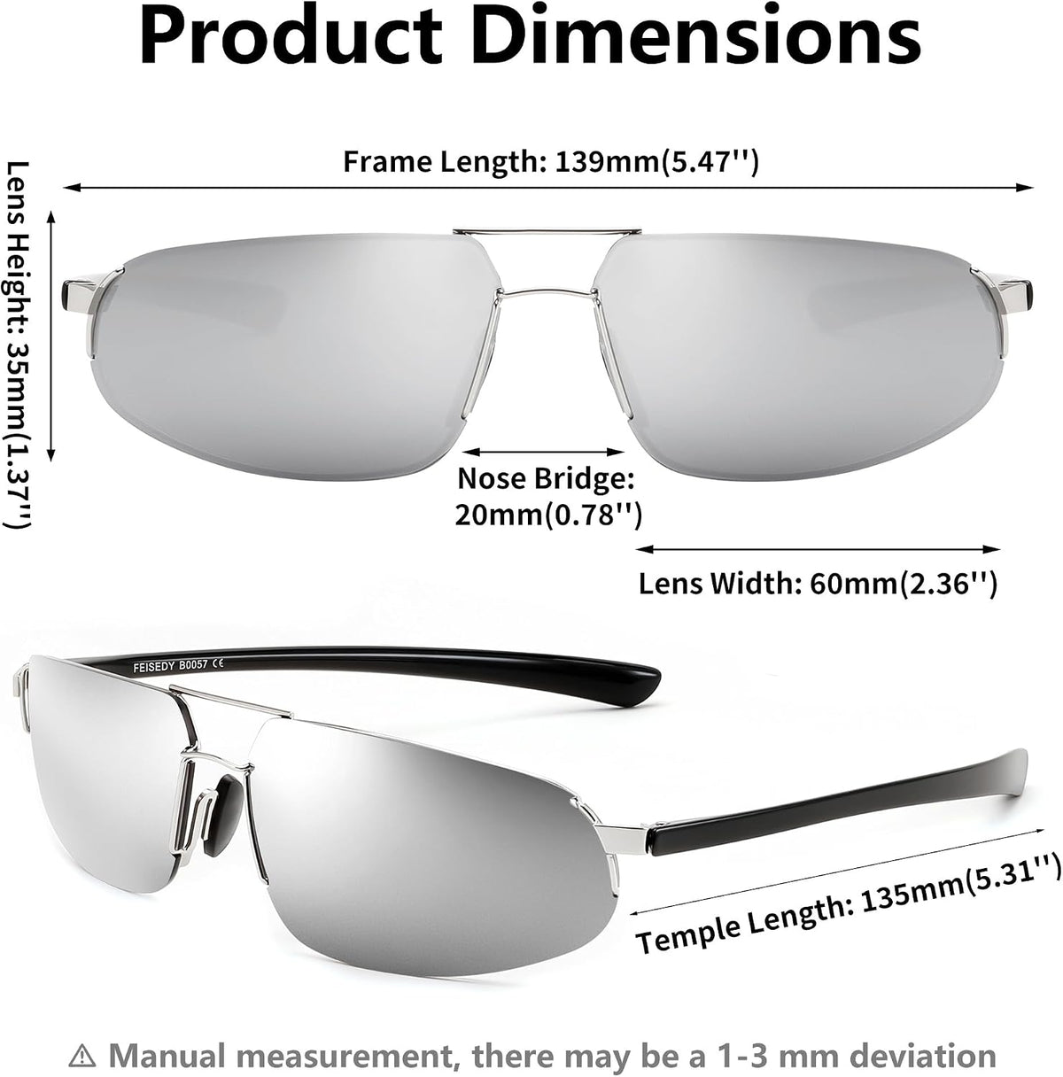 ÉÌƷͼƬ 13 | B0D22TVRVN | FEISEDY Vintage Sunglasses Men Polarized, Aviator Metal Frame Lightweight, Driving Fishing Running B0057