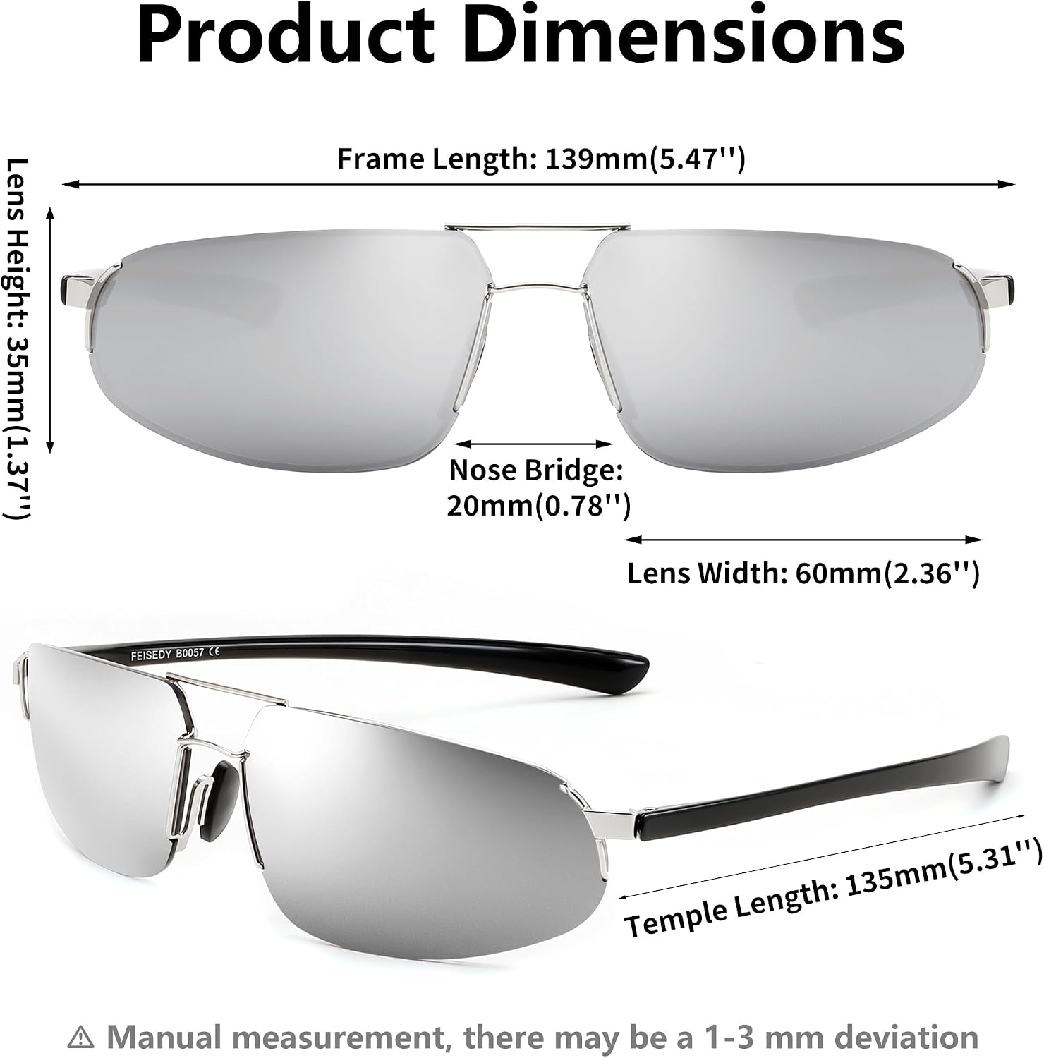 商品图片 13 | B0D22TVRVN | FEISEDY Vintage Sunglasses Men Polarized, Aviator Metal Frame Lightweight, Driving Fishing Running B0057