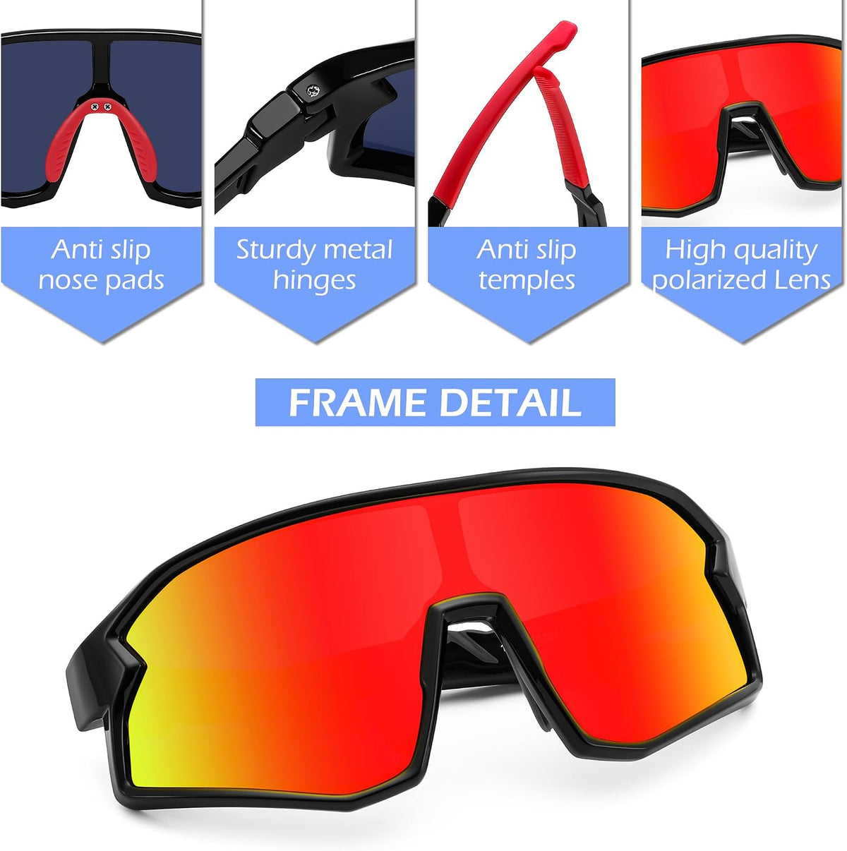 ÉÌƷͼƬ 33 | B0D73JNPNN | FEISEDY Kids Sunglasses Polarized Youth Baseball Sunglasses Sports Cycling Glasses for Boys Girls Age 4-8 B0183