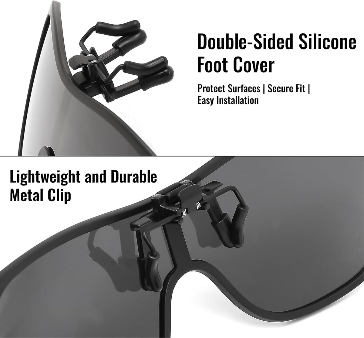 ÉÌƷͼƬ 3 | B0FX3QY3H3 | FEISEDY Polarized Clip-on Flip Up One Piece Sunglasses for Glasses TAC Lenses B0346