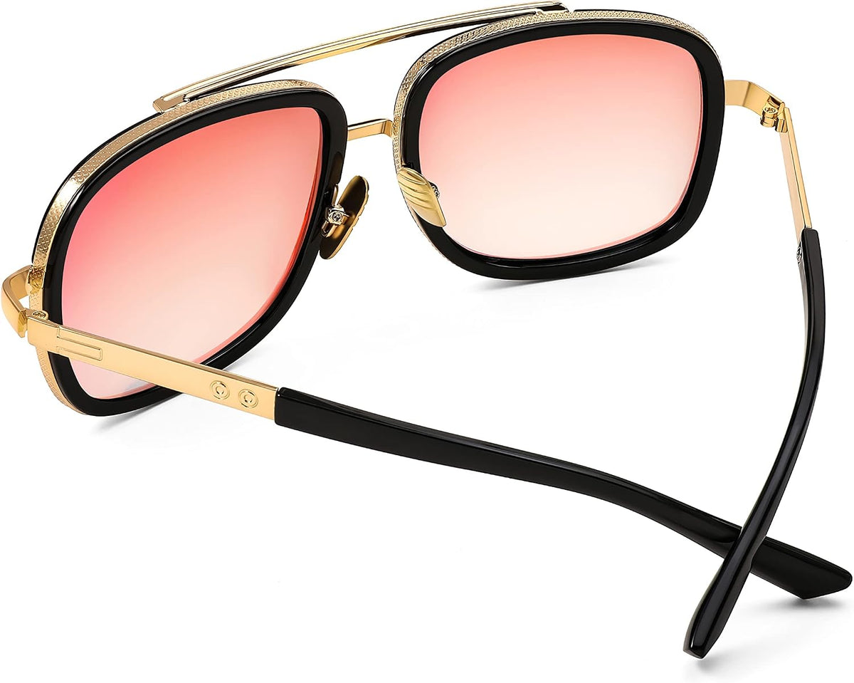 ÉÌƷͼƬ 33 | B0B681YMF5 | FEISEDY Retro Trendy Aviator Sunglasses Women Men Classic Vintage Square Sunglasses 70s Large Metal Shades B2321