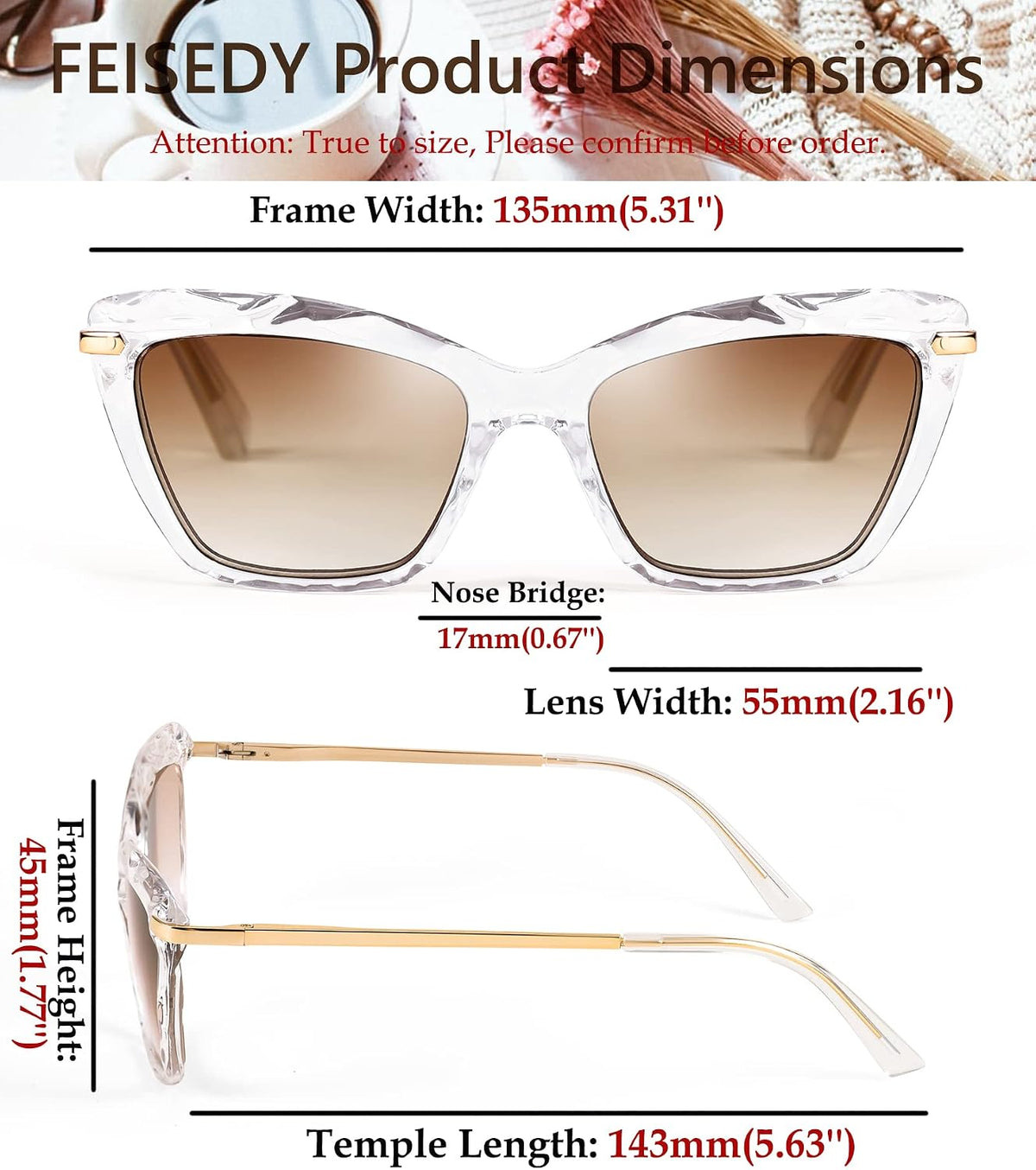 商品图片 14 | B09XDZ71JH | FEISEDY Vintage Cat Eye Reading Sunglasses Full Lens Women Sun Reader Glasses Spring Hinges B2896