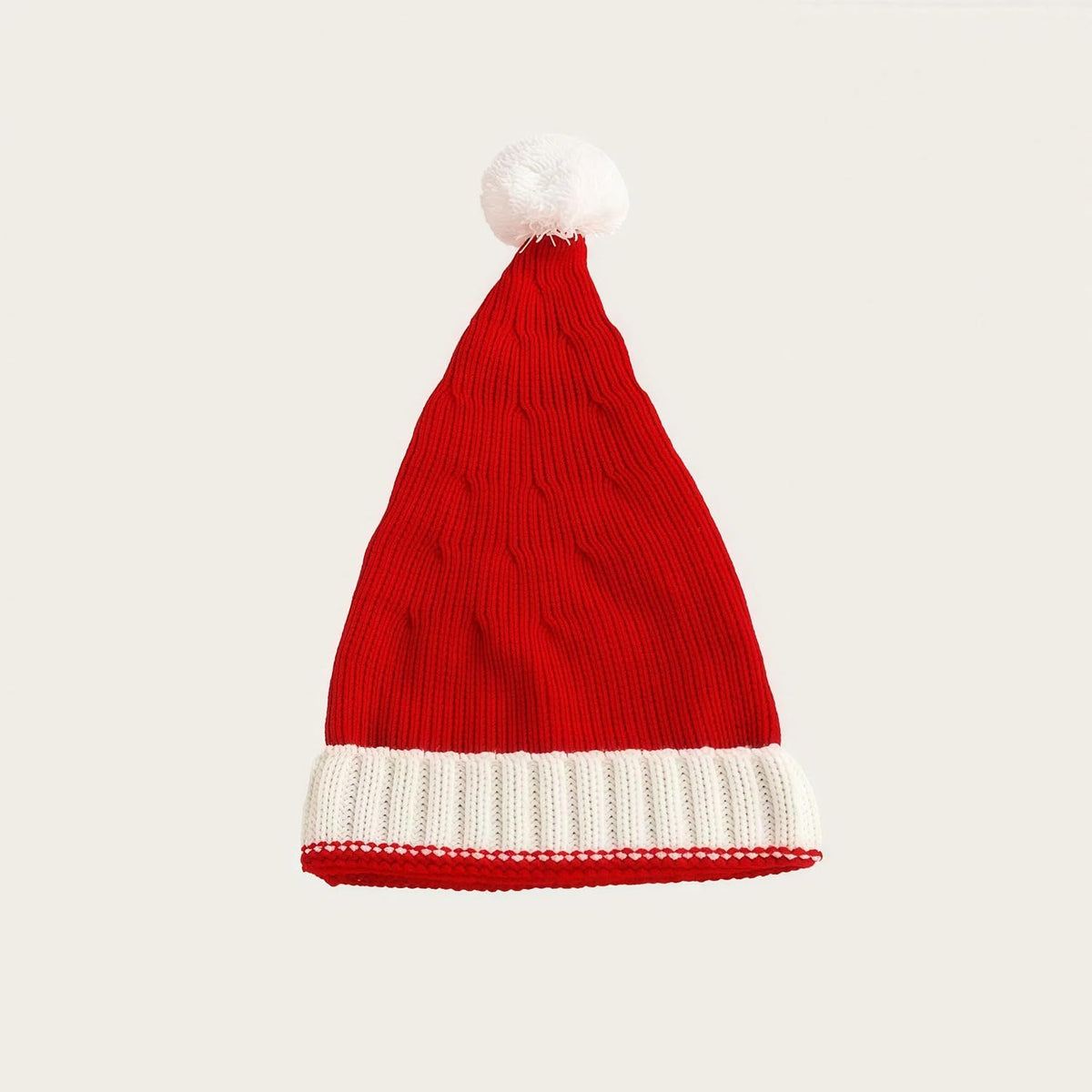 Red+white/Kid / 15.75*5.66in | B0FWRJTSBJ | Santa Hats Adult & Kids, Christmas Hat with Pom Pom - Stretchy Knit Beanie, Soft Warm Acrylic Winter Hat for Xmas Party