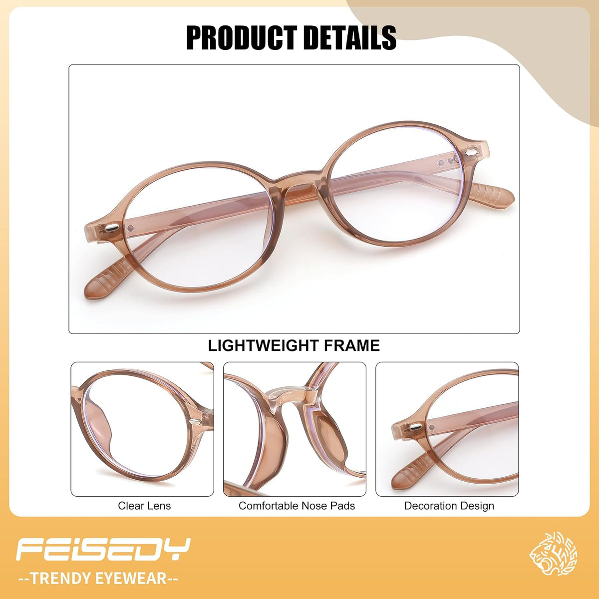 ÉÌƷͼƬ 40 | B0DJ4YNFXZ | FEISEDY Vintage Oval Blue Light Glasses for Women Men Stylish Lightweight 90s Eyeglasses Fake Nerd Y2k Eyewear Frame B0242
