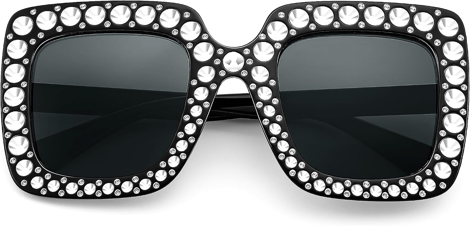 商品图片 3 | B0CFHLB4YT | FEISEDY Kids Sunglasses for Girls Oversized Square Sparkling Party Sun Glasses Lightweight Fashion Shades B0053