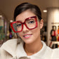 商品图片 34 | B08DF5QRXC | FEISEDY Oversized Square Blue Light Blocking Glasses Eye Strain Glare Pearl Inlay Arm Cat Eye Fashion Eyewear B2639