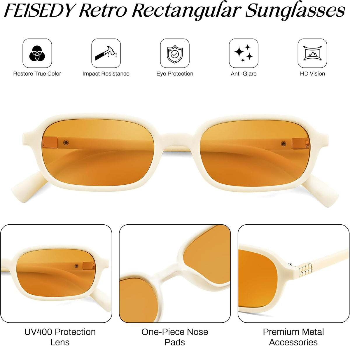 ÉÌƷͼƬ 38 | B0DX1678RX | FEISEDY Retro Rectangular Sunglasses for Women Men 90s Small Vintage Fashion Square Sunnies B0282