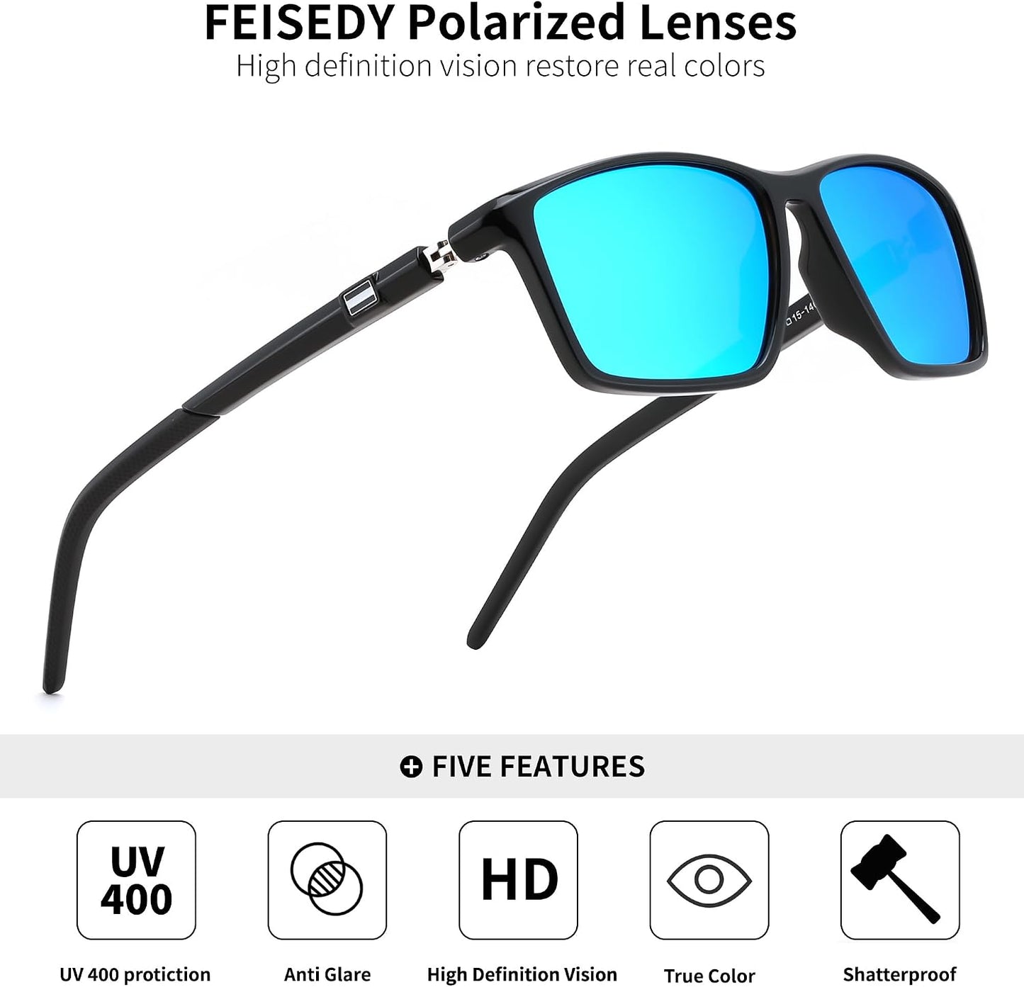 商品图片 18 | B0FG2HCVQL | FEISEDY Rectangle Sunglasses Women Men Trendy Classic Sunglasses Fashion Retro Vintage Square Frame Polarized UV400 B0288