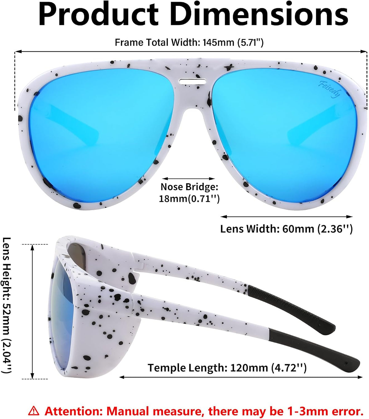 ÉÌƷͼƬ 25 | B0CT5M1L9R | FEISEDY Polarized Aviator Sunglasses Men Women Oversized Round Steampunk Sunglasses Side Shield Goggles B0095