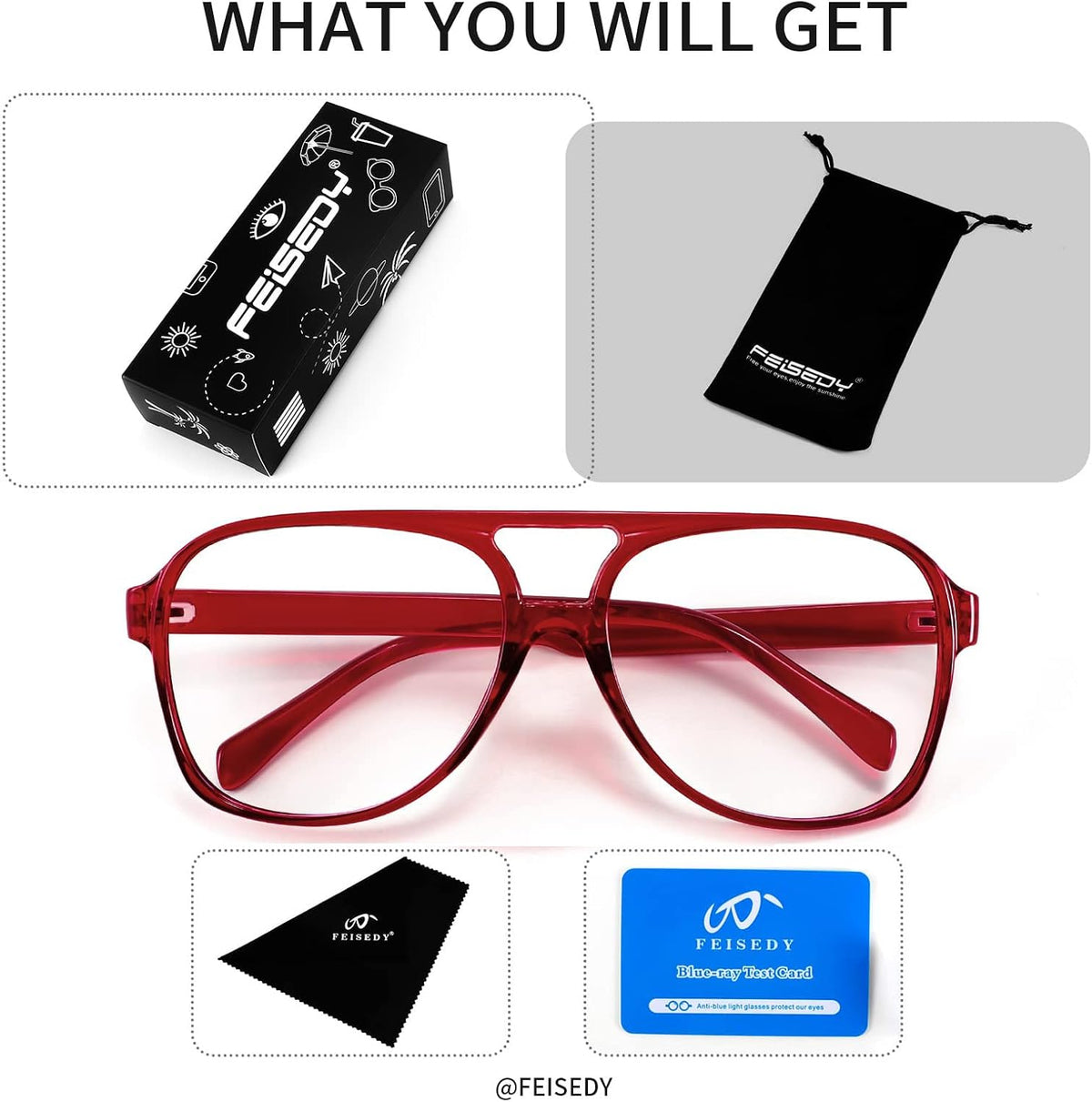 ÉÌƷͼƬ 12 | B09WZY6VWN | FEISEDY 70s Aviator Glasses Frame Blue Light Blocking Glasses Oversized Square Computer Glasses Women Men B2888
