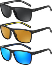 3pack-black+dark Yellow+blue / 60 Millimeters | B0F8J11TH2 | FEISEDY Polarized Sunglasses for Men and Women Lightweight Frame Sun Glasses with UV400 Protection for Driving Fishing B0301