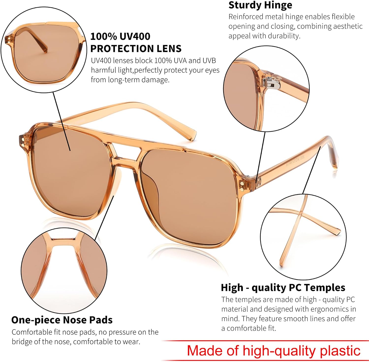 商品图片 72 | B09J8999GR | FEISEDY Retro Square Aviator Sunglasses Women Men 70s Vintage Trendy Plastic Frame Sun Glasses B2835