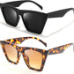 Black + Leopard / 52 Millimeters | B099ZSYKYJ | FEISEDY Vintage Square Cat Eye Sunglasses Women Trendy Cateye Sunglasses B2473