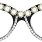 商品图片 4 | B0BLH5NHK8 | FEISEDY Diamond Blue Light Blocking Glasses Cat Eye Rhinestone Women Oversized Anti Eyestrain Computer Glasses Frame B2358