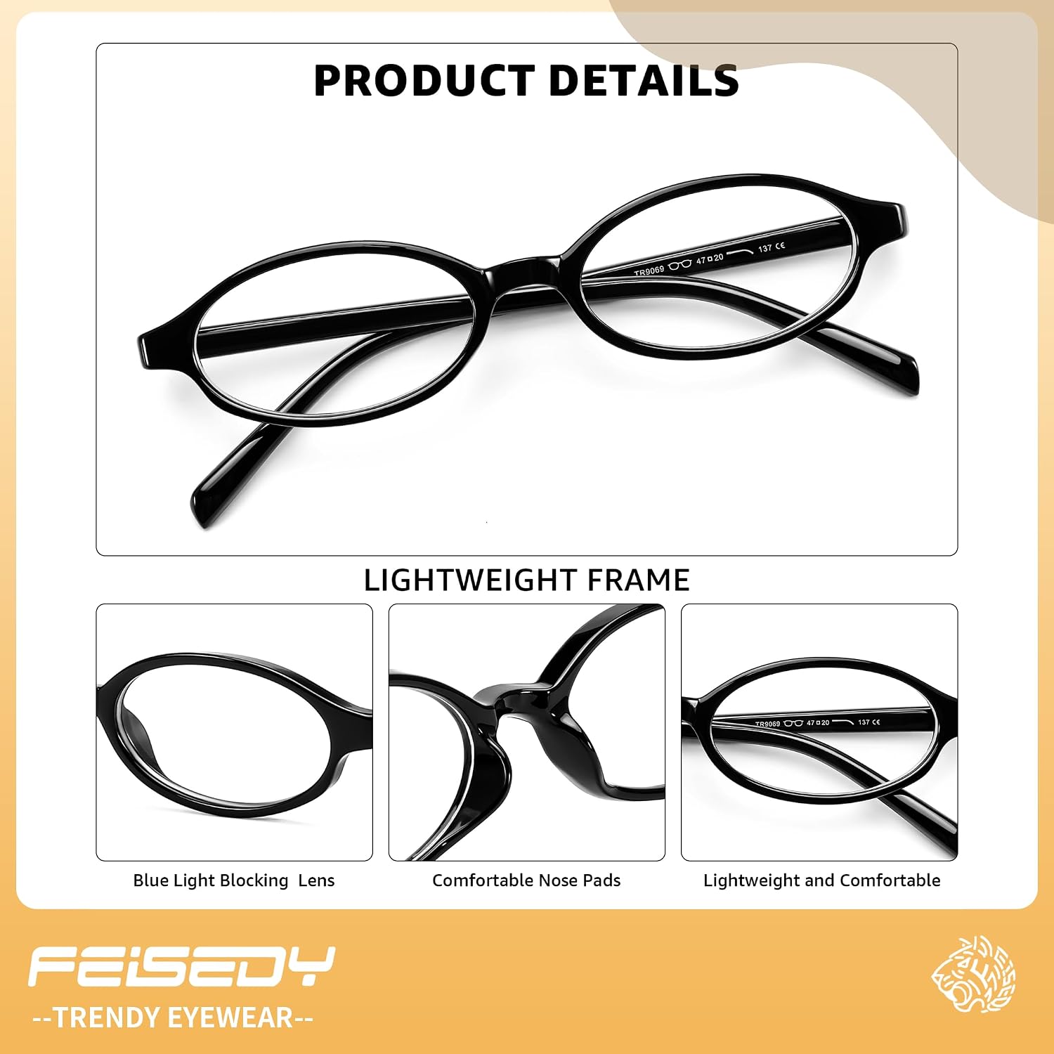 商品图片 31 | B0DKNKBFBX | FEISEDY Y2K Retro Oval Nerd Blue Light Glasses for Women B0258